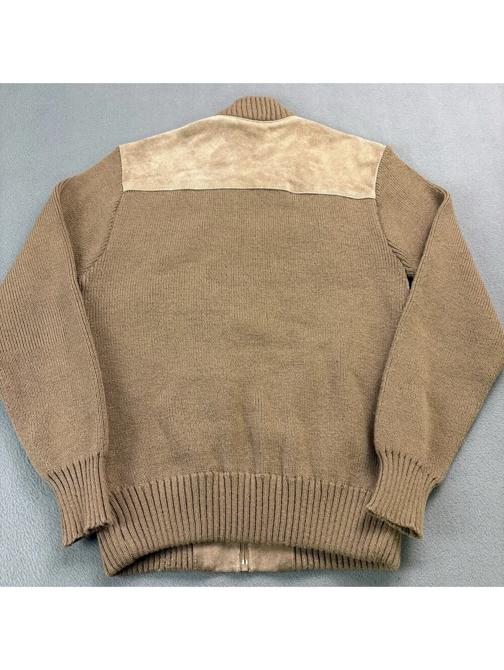 Vintage 70s 80s Sears Sportswear Suede Leather Knit Jacket Size Medium Tan